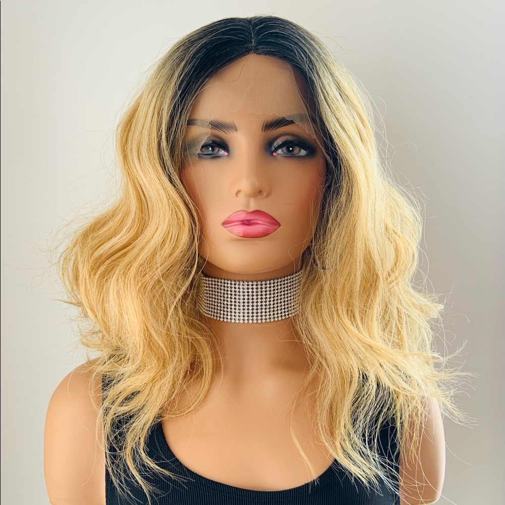 14” Dark Blonde Premium Fiber Lace Front Wig for Daily Wear or Events